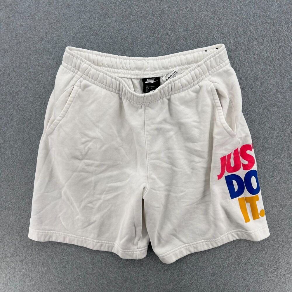 Nike Sportswear 'Just Do It' HBR Fleece Shorts White Size Medium